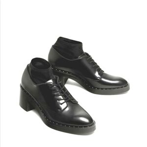 ZARA Trafaluc Heeled Blucher Studded Lace-Up Oxford Shoes 39 8